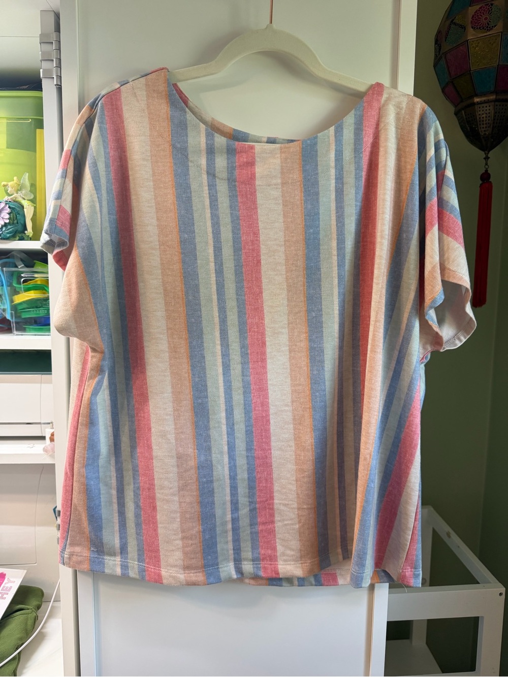 Pastel Multicolor Striped Short Sleeve Tee - Relaxed Fit